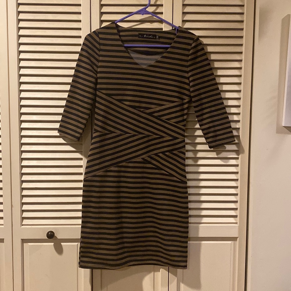 Brown and Black striped bodycon dress